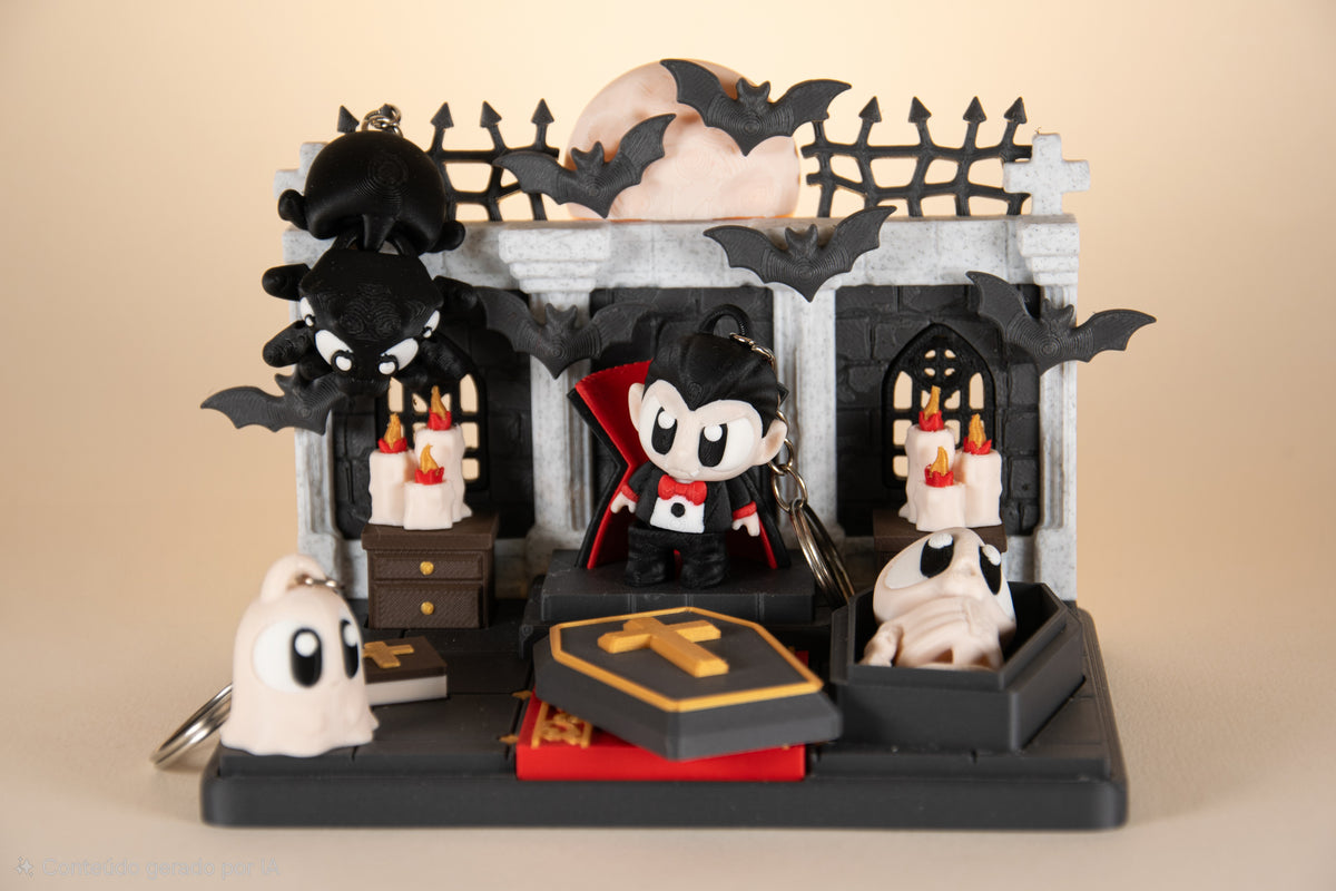 Pack Halloween — Le Repaire de Dracula + 4 porte-clés